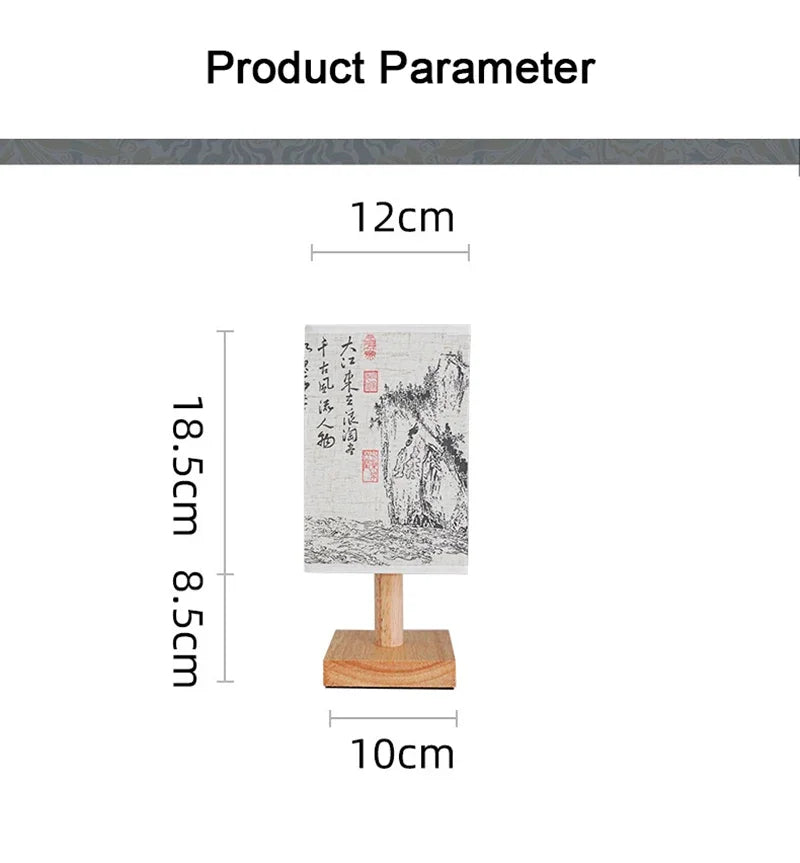 LED Decoration Table Lamps Simple Chinese Style Dimmable Plug Night Light Fabric Lampshade Square Bedroom Bedside Desk Lights