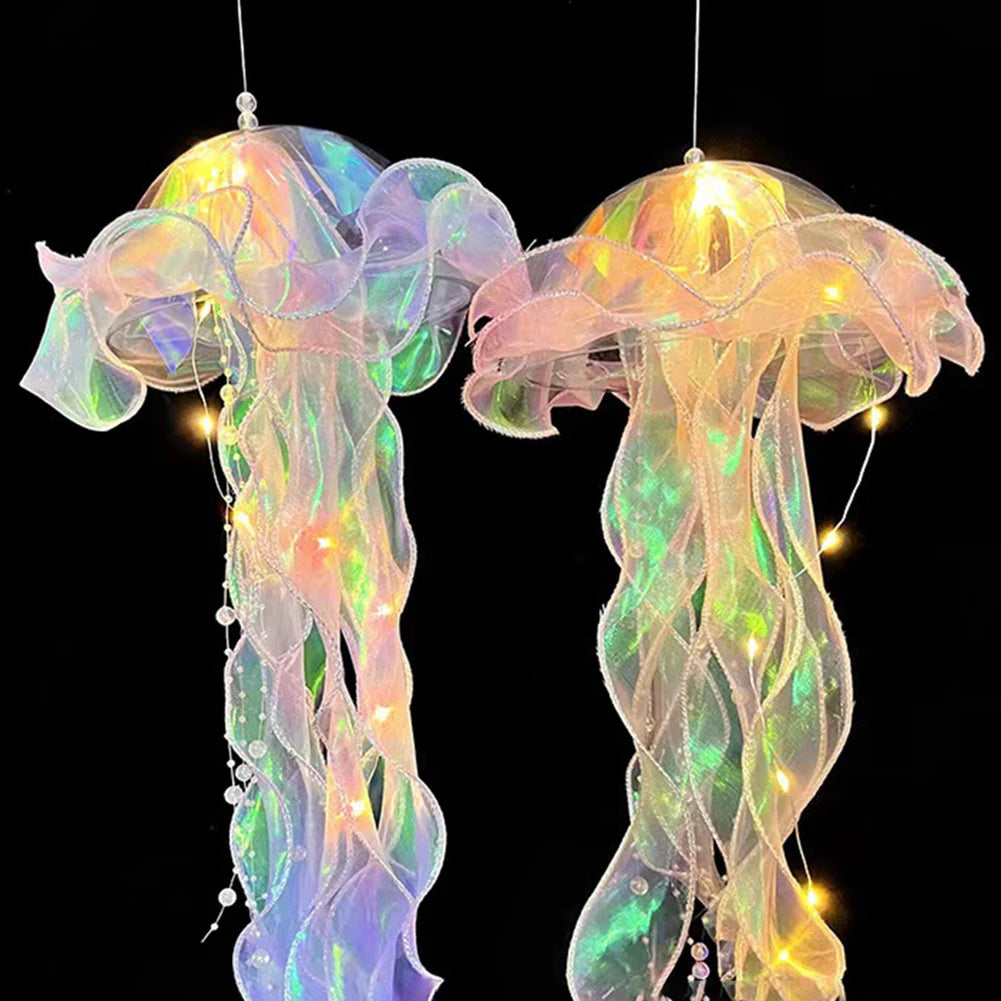 LED Jellyfish Lamp Colored DIY Mermaid Jellyfish Light Hand-held Luminous Lantern Girls Birthday Party Wedding Decor Night Light