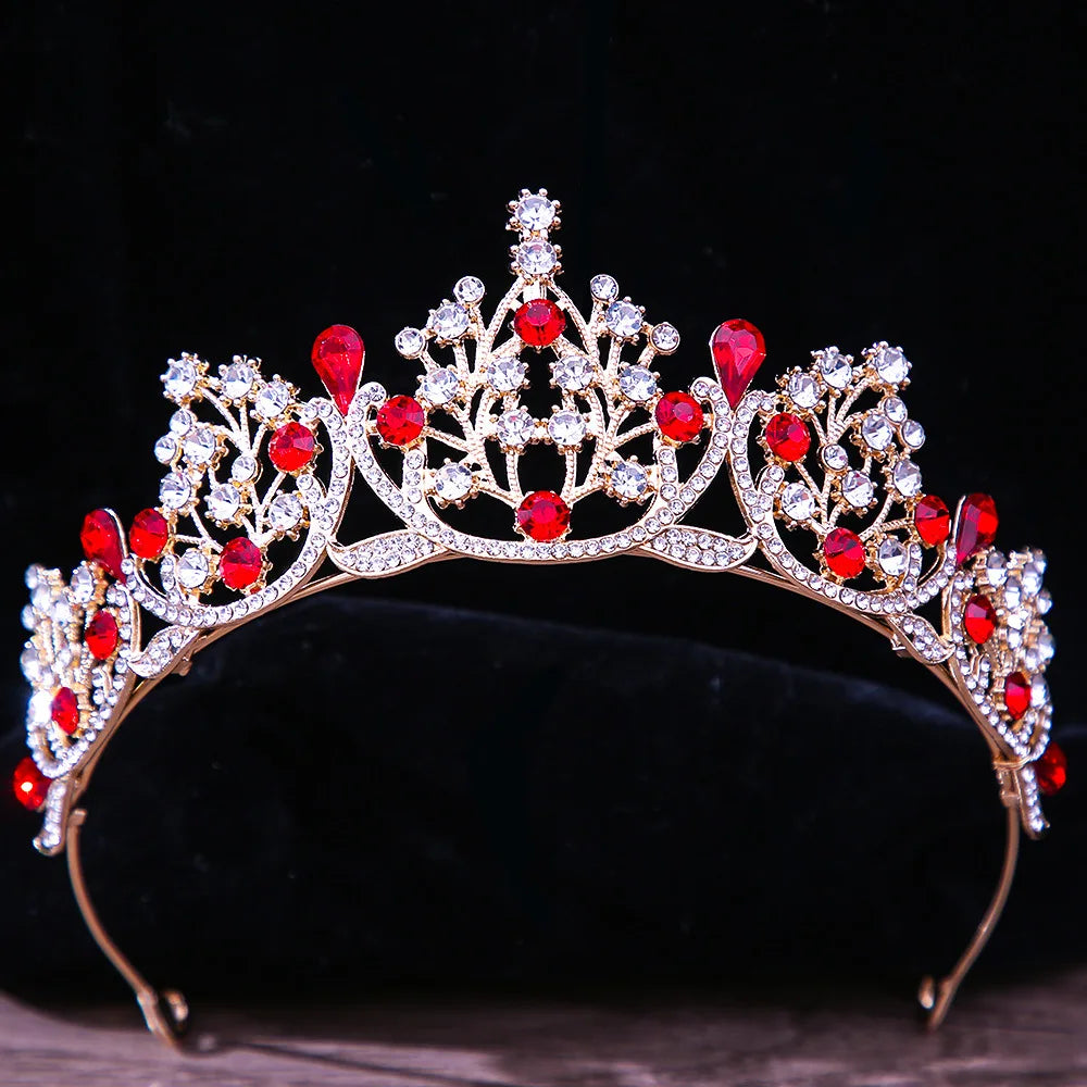 DIEZI Baroque Princess Queen Bridal Crown Purple Crystal Tiara For Women Wedding Vintage Crown Hair Dress Accessories Jewelry