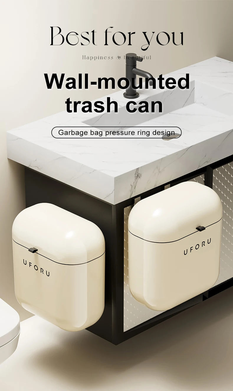 Wall-mounted Trash Can Household Large Capacity High Appearance Level Kitchen Toilet With A Cover Waterproof Crack Dustbin