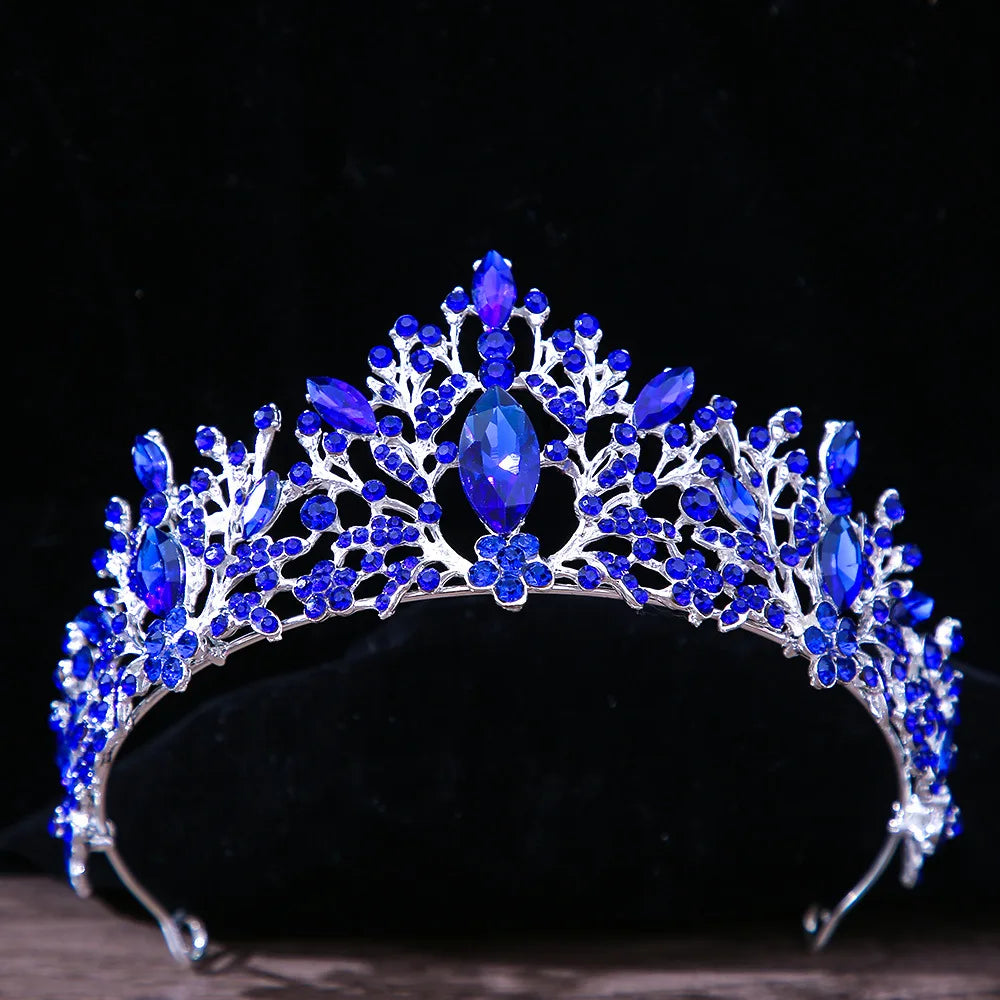 DIEZI Baroque Princess Queen Bridal Crown Purple Crystal Tiara For Women Wedding Vintage Crown Hair Dress Accessories Jewelry