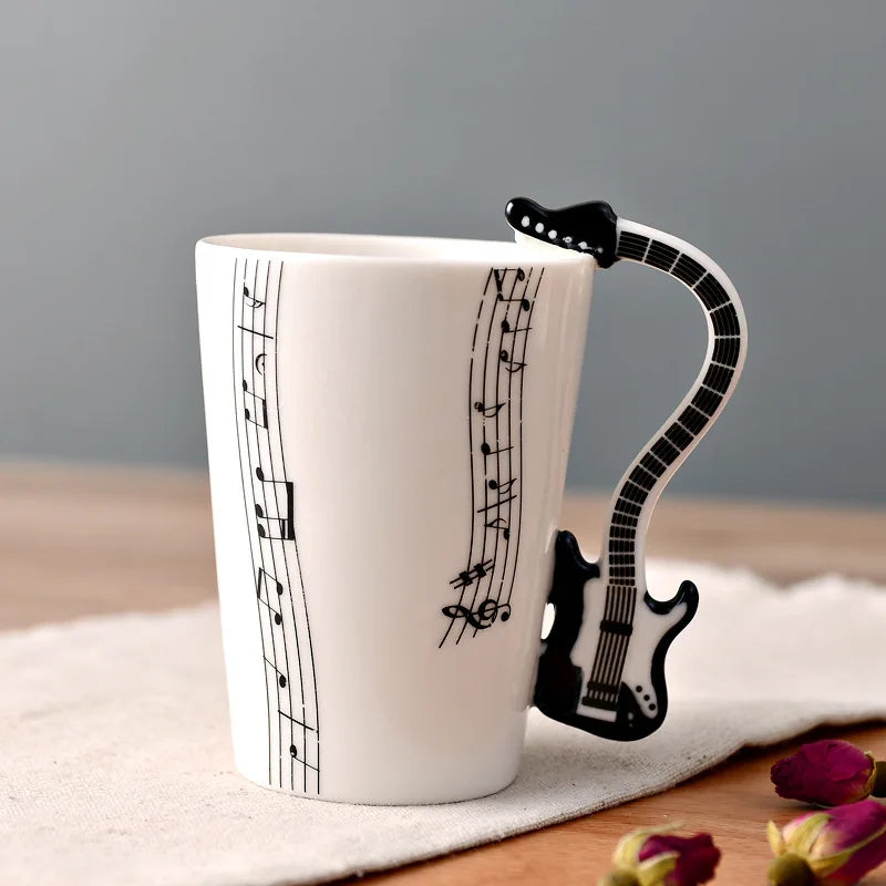 Novelty Music Note Cup Ceramic Guitar Coffee Mugs Personality Tea/Milk/Juice/Lemon Water Bottle Christmas Birthday Gift