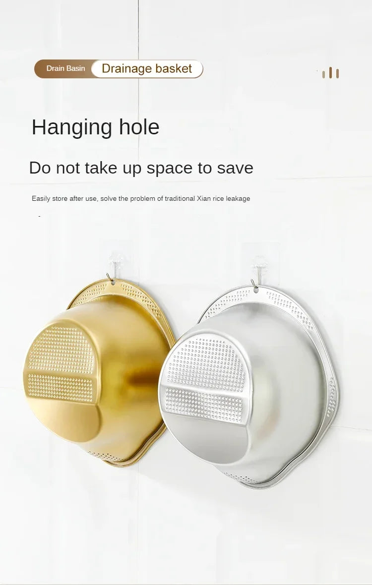 Rice Washer Strainer Bowl Stainless Steel 304 Rice Washing Bowl Rice Sieve Colander Fruit And Vegetable Strainer Kitchen Tools