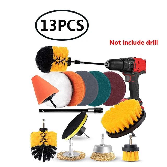 UNTIOR Electric Drill Brush Attachment Set Power Scrubber Brush Car Polisher Kitchen Bathroom Cleaning Kit Toilet Cleaning Tools