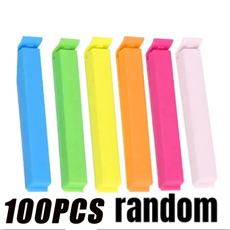 50/100PCS Portable Kitchen Storage Food Snack Seal Sealing Bag Clips Random Color Plastic Tool Kitchen Accessories Hot Sale