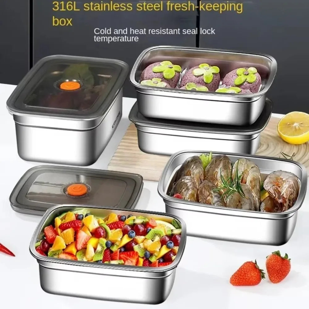 Stainless Steel Camping Lunch Box Leak-proof Sealed Bento Box Microwave Suitable Large Capacity Refrigerator Freezer Storage Box