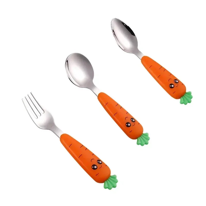 1/3PCS Baby Feeding Utensils Cartoon Fork Spoon Child Cutlery Set Kid Tableware Kitchen Gadgets Cake Vegetable Fork Teaspoon