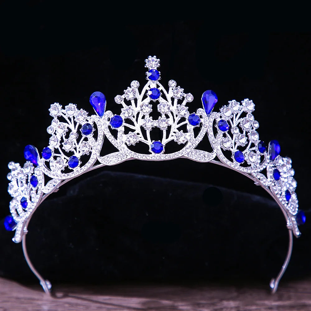 DIEZI Baroque Princess Queen Bridal Crown Purple Crystal Tiara For Women Wedding Vintage Crown Hair Dress Accessories Jewelry