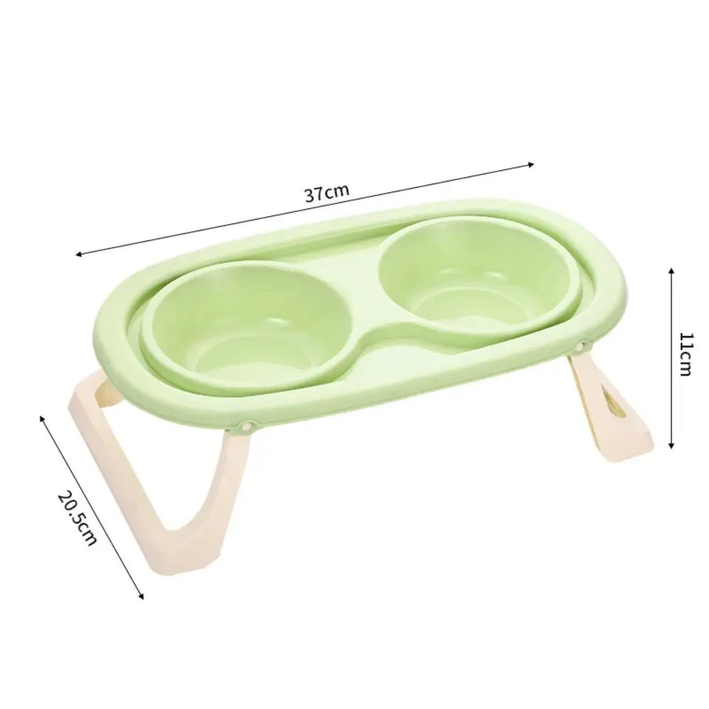 Cat Double Bowl With Stand Non-Slip 2-in-1 Dog Food Bowl Large Capacity Portable Pet Food Container Pet Supplies