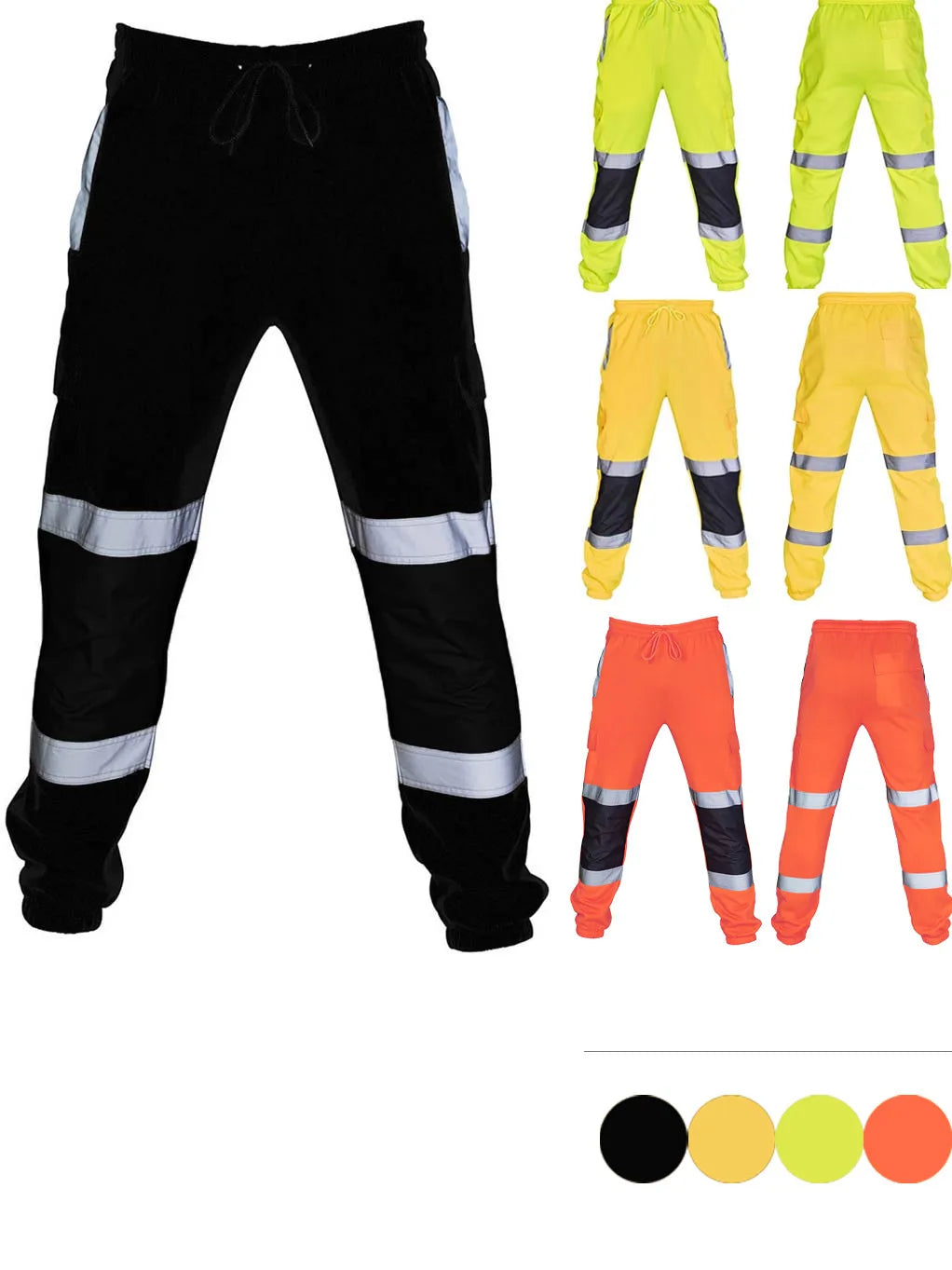Men'S Reflective Overalls Multi-Pocket Training Sports Trousers Men Road Work High Visibility Overalls Casual Work Casual Pants