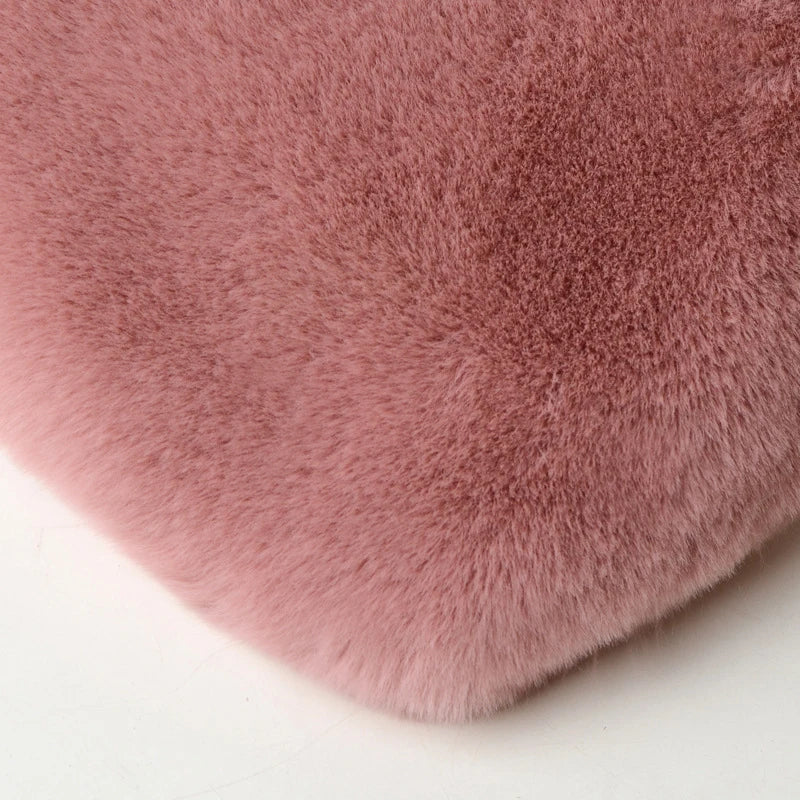 Fashion Women's Heart Shaped Handbags Cute Faux Fur Crossbody Bags Lady Soft Plush Chain Shoulder Bag Shopper Totes