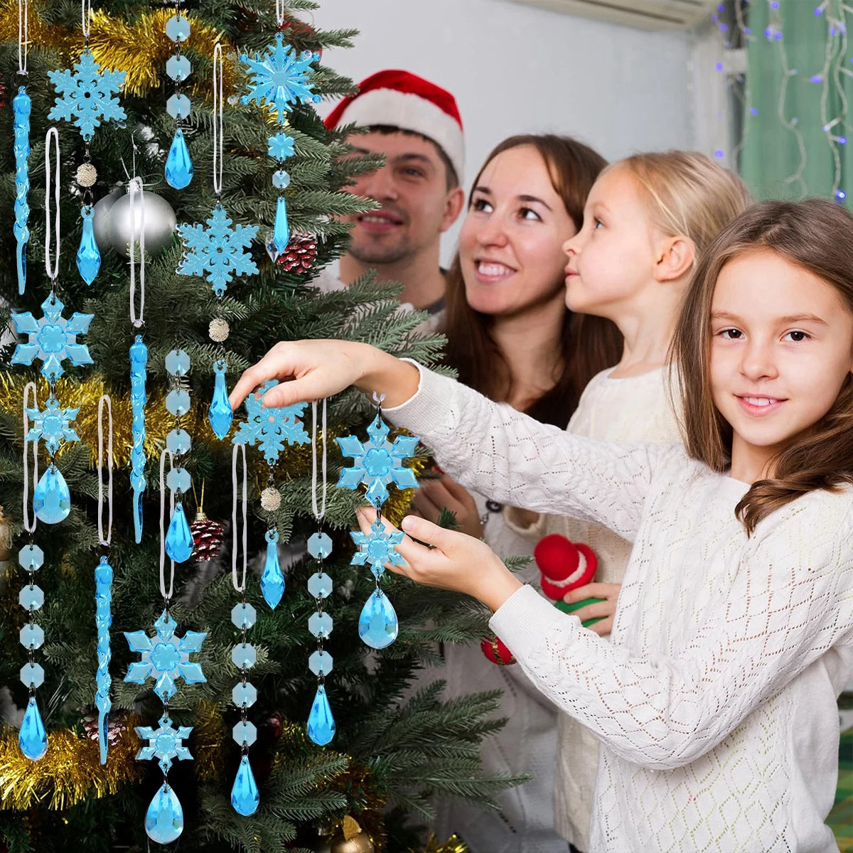 Christmas Crystal Acrylic Ornaments Christmas Decoration for Home 2025 Snowflake Xmas Tree Hanging Pendants New Year Gift 2026