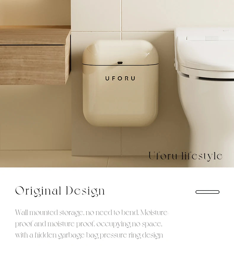 Wall-mounted Trash Can Household Large Capacity High Appearance Level Kitchen Toilet With A Cover Waterproof Crack Dustbin