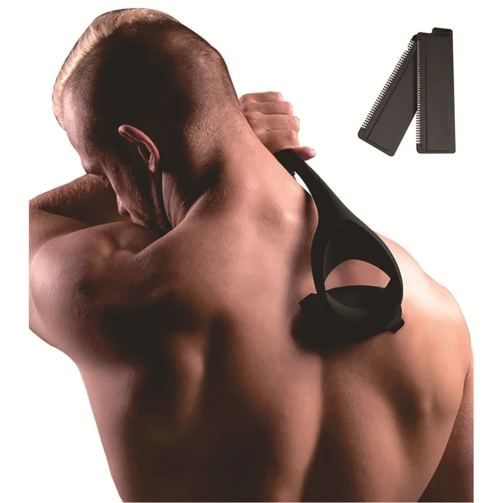Painless Back Shaver Hair Remover 2 in 1 Facial Hair Trimmer Razor Foldable Handle Back Hair Removal Men Body Groomer