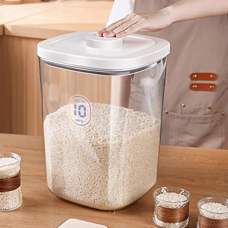 Seal Rice Bucket Vacuum Rice Buckets Cat Food Bucket Pet Food Storage Bucket Dust-proof Grain Jar Glass Jar Home Storage Box