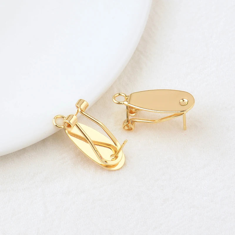 (2426)10PCS 18.5x8.5MM 24K Gold Color Brass with Stick Trays Stud Earrings Clips High Quality Diy Jewelry Findings Accessories