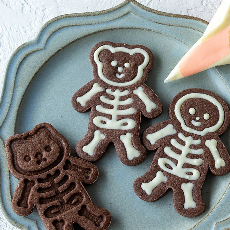 3Pcs Halloween Skull Cookie Cutter 3D Plastic Skeleton Gingerbread Man Biscuit Mold Fondant Pastry Cartoon Cake Decoration