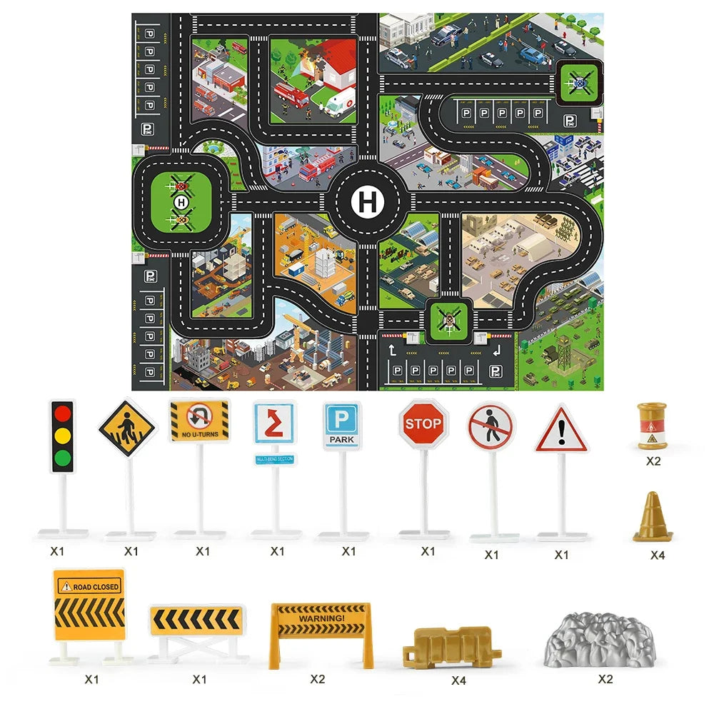 Large City Road Map DIY Scene Road Signs Car Parking Lot Game Children Playing Traffic Mat Climbing Carpets for Baby Toys Gifts