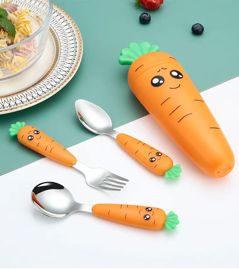 1/3PCS Baby Feeding Utensils Cartoon Fork Spoon Child Cutlery Set Kid Tableware Kitchen Gadgets Cake Vegetable Fork Teaspoon