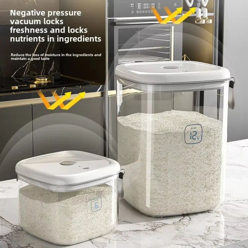 Seal Rice Bucket Vacuum Rice Buckets Cat Food Bucket Pet Food Storage Bucket Dust-proof Grain Jar Glass Jar Home Storage Box