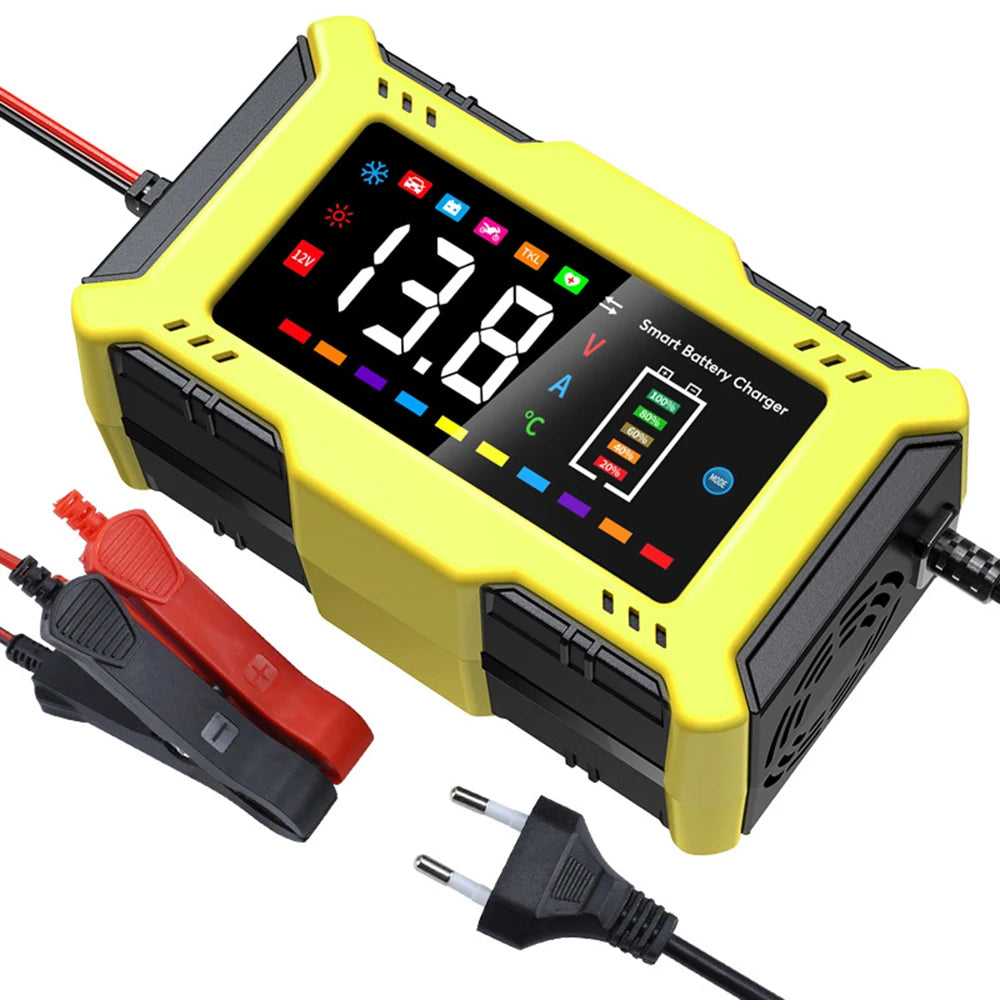 For Lead Acid / Lithium Iron Battery 14.6V/12V 6A 90W EU US Plug Car Battery Charger Pulse Repair 110V/240V Input