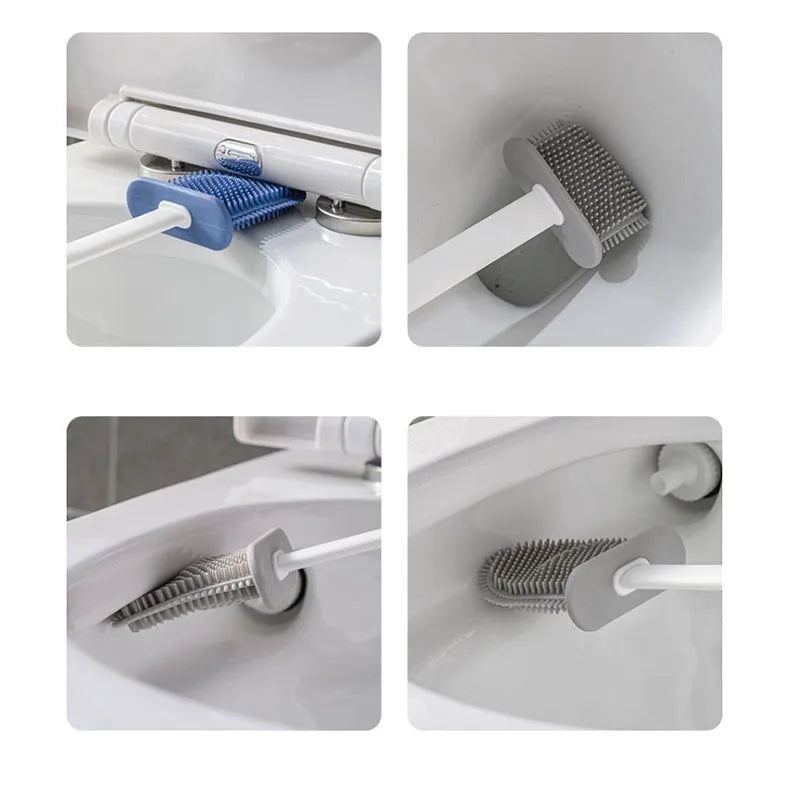 Wall Hanging Toilet Brush Toilet Bowl 2 Cleaning Brushes Silicone Toilet Brush with Holder For Floor Bathroom Accessories Sets