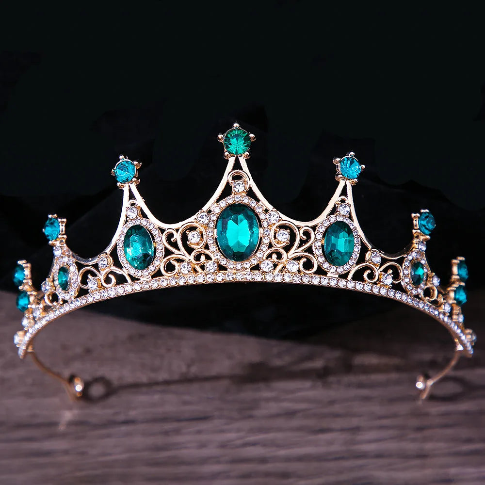 DIEZI Baroque Princess Queen Bridal Crown Purple Crystal Tiara For Women Wedding Vintage Crown Hair Dress Accessories Jewelry