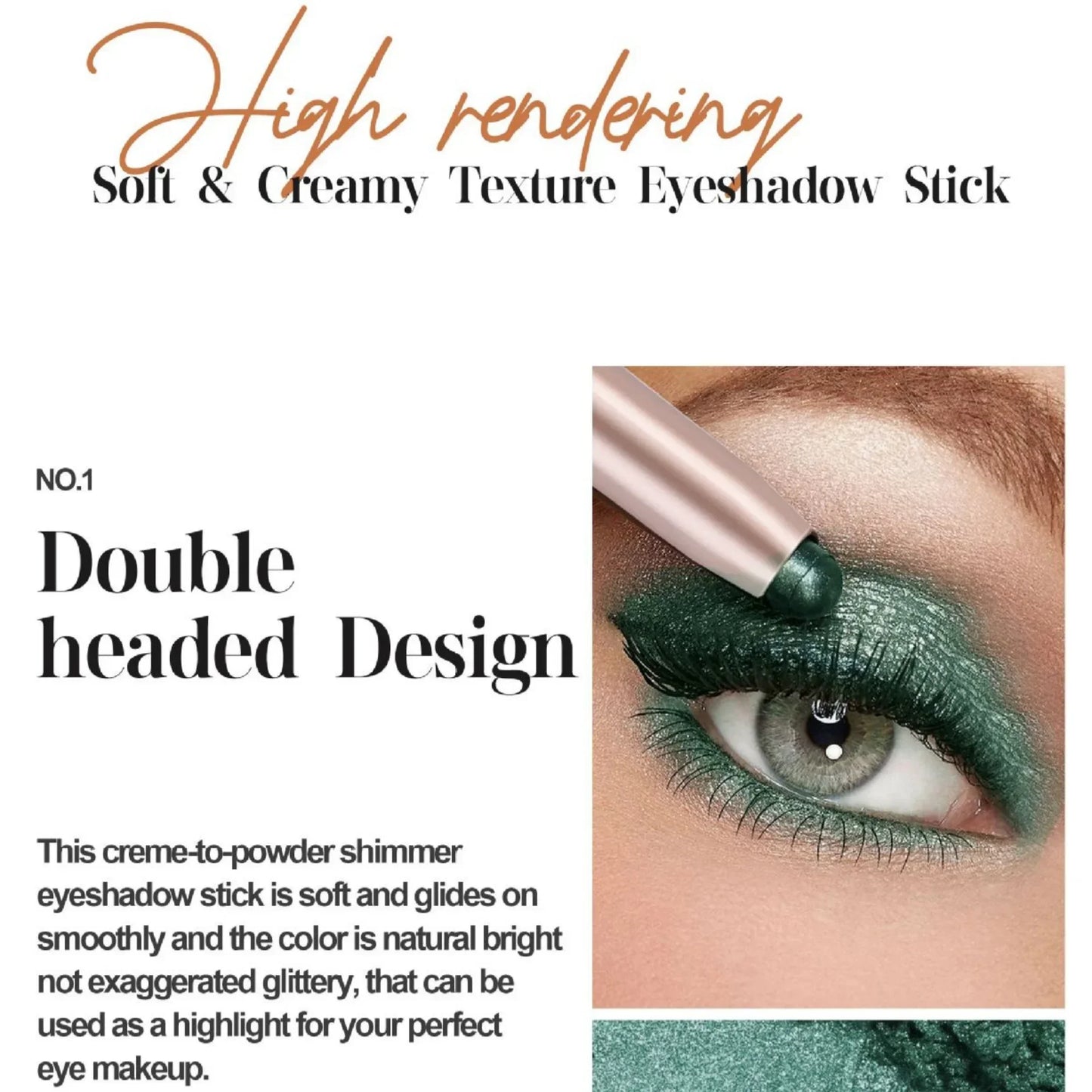 12 Colors Eyeshadow Stick Double Head Waterproof Long Lasting Metallic Shimmer Highlighter Cream Pen with Brush for Eyes