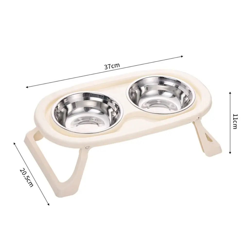 Cat Double Bowl With Stand Non-Slip 2-in-1 Dog Food Bowl Large Capacity Portable Pet Food Container Pet Supplies