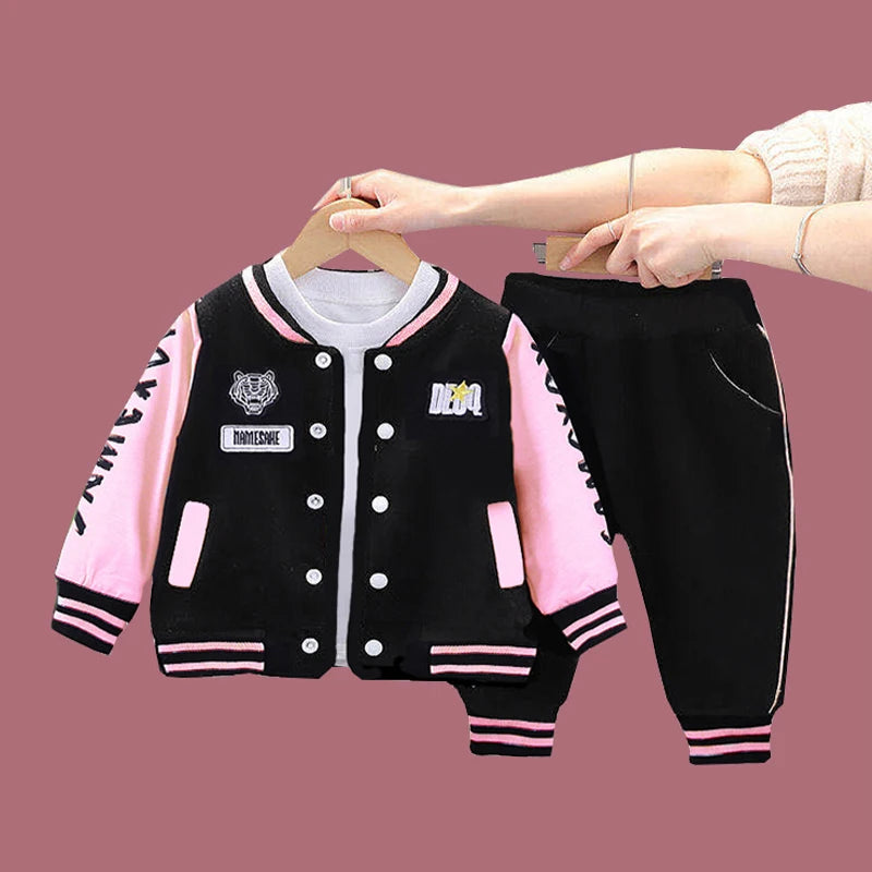 Spring Autumn Baby Boys Clothing Set Cartoon Letter Baseball Coat Pants 2Pcs Suit For 1-5 Years Kids Clothes Child Sport Outfit