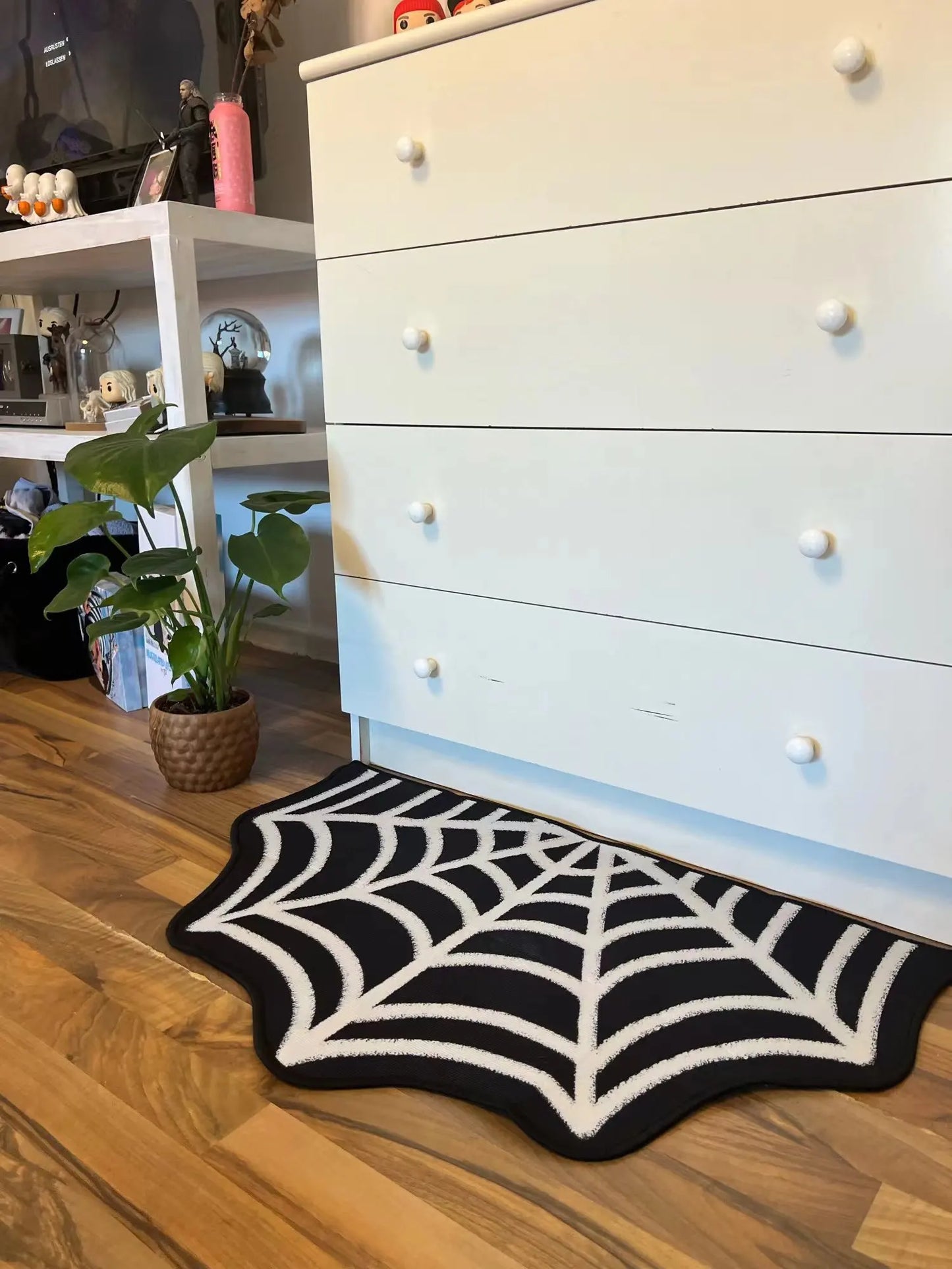 VIKAMA Halloween-vormige dekoratiewe tapyt swart spinnekopweb spook gotiese badkamer ingang voetsteun wasbare vuilbestande tapyt