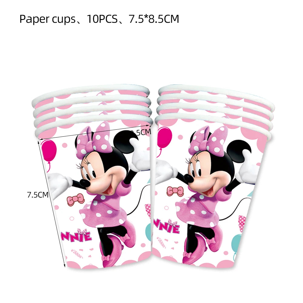 Minnie Mouse Birthday Party Decorate Girls Disposable Tableware Balloon Cups Plates Tablecloth Balloon Baby Shower Party Supply