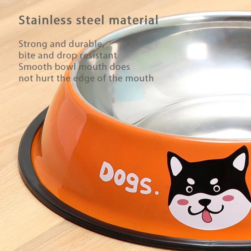 New Multicolor Stainless Steel Dog Cat Bowl Non-Slip Durable Anti-Fall Eat Drink Pet Food Container Feeder Dish Bowl