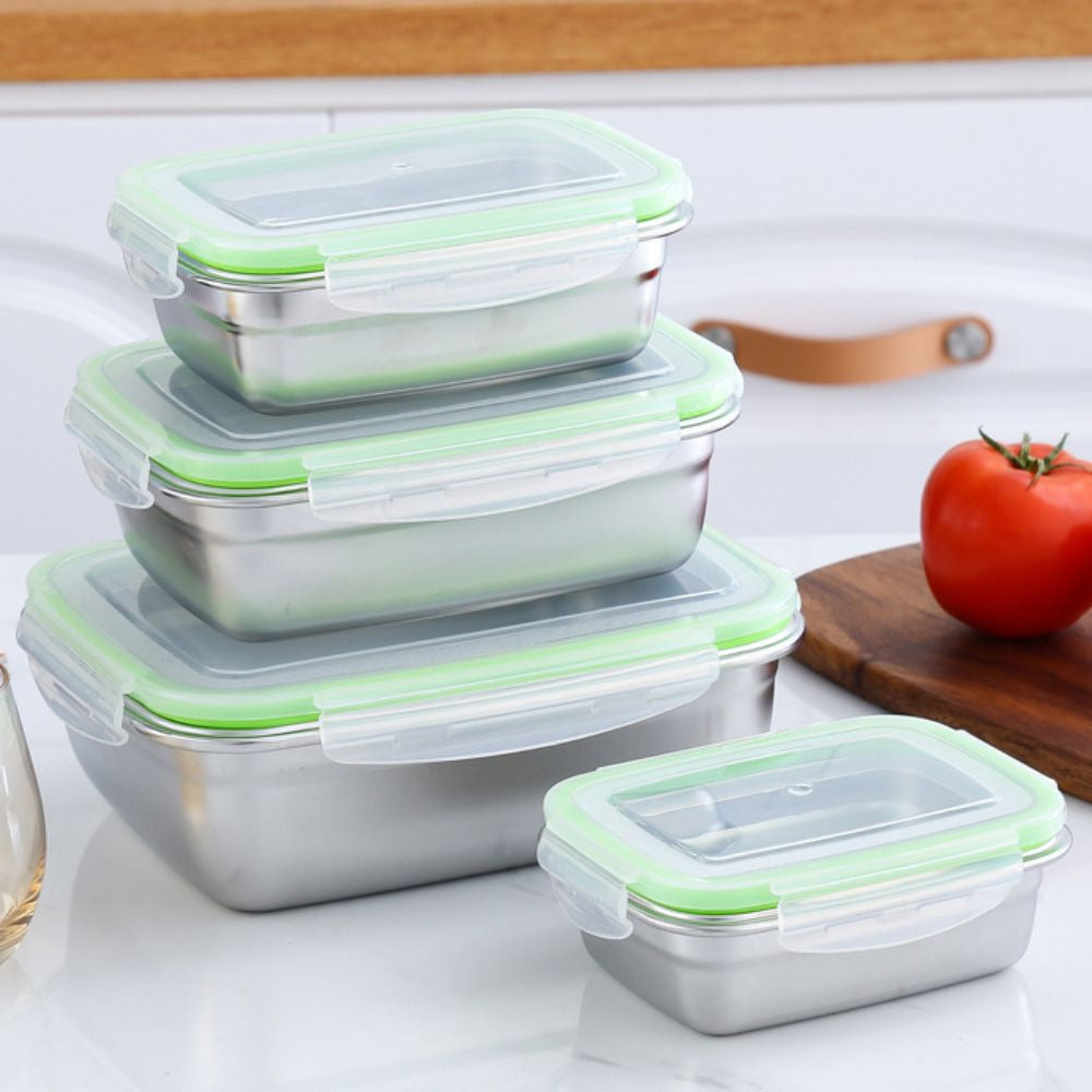 Stainless Steel Camping Lunch Box Leak-proof Sealed Bento Box Microwave Suitable Large Capacity Refrigerator Freezer Storage Box