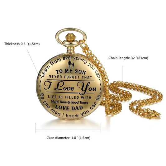 LANCARDO Quartz Pocket Watch Chain To My Son Necklace Fob Watches Men Children's Day Kids Boy Gift Present reloj de bolsillo