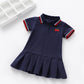 Girls summer dress new children's polo pleated dress short sleeve college style dresses WT26