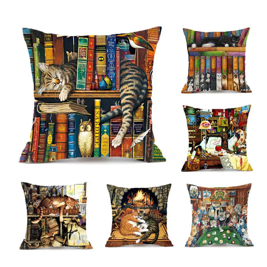 Cute Cat Printing Decorative Pillowcase Creative Cat Throw Pillow Case Pillow Cover Pillowcases 45*45CM kussensloop almohada