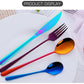 4Pcs Luxury 304 Stainless Steel Tableware Set Silverware Fork Spoon Knife Travel Cutlery Set Gold Portable Camping Flatware Set