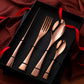 4 PCS Flatware Box Cutlery Stainless Steel Dinnerware Set Rainbow Colorful Silverware Tableware Hotel Party Kitchen Gift Talher