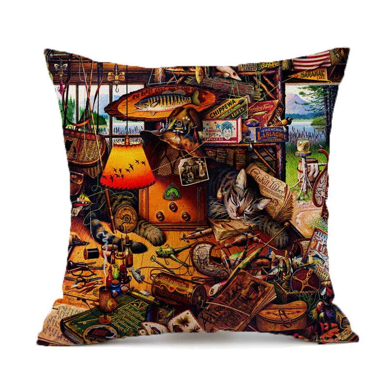 Cute Cat Printing Decorative Pillowcase Creative Cat Throw Pillow Case Pillow Cover Pillowcases 45*45CM kussensloop almohada