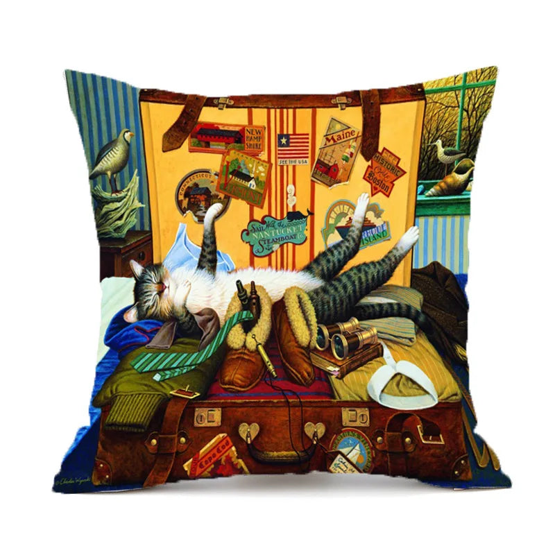 Cute Cat Printing Decorative Pillowcase Creative Cat Throw Pillow Case Pillow Cover Pillowcases 45*45CM kussensloop almohada