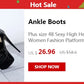 Fashion Women's Ankle Boots High Heeled Platform Short Boot Female Buckle Flock Zipper Gray Ladies Party Shoes Large Size 50