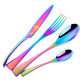 4 PCS Flatware Box Cutlery Stainless Steel Dinnerware Set Rainbow Colorful Silverware Tableware Hotel Party Kitchen Gift Talher