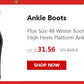 Fashion Women's Ankle Boots High Heeled Platform Short Boot Female Buckle Flock Zipper Gray Ladies Party Shoes Large Size 50