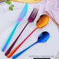 4Pcs Luxury 304 Stainless Steel Tableware Set Silverware Fork Spoon Knife Travel Cutlery Set Gold Portable Camping Flatware Set