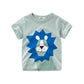 2-9 Years T Shirt Cartoon Animals Baby Kids Boys Girls Children Cotton Short Sleeves Summer Clothing Dinosaur Printing KF917