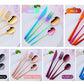 4Pcs Luxury 304 Stainless Steel Tableware Set Silverware Fork Spoon Knife Travel Cutlery Set Gold Portable Camping Flatware Set