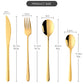 4Pcs Luxury 304 Stainless Steel Tableware Set Silverware Fork Spoon Knife Travel Cutlery Set Gold Portable Camping Flatware Set