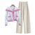 New In Spring Women's 2 Pieces Set Sweet Preppy Style Sweater Cardigan Long Sleeve Crop Top Wide Leg Pants Casual Lady's Outfits