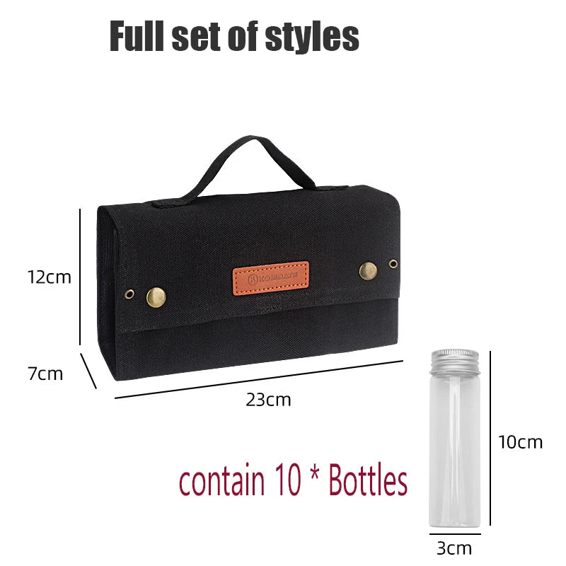 Portable Camping Seasoning Spices Bottle Tableware Leather Storage Bag Portable Kit For BBQ Picnic Kitchen